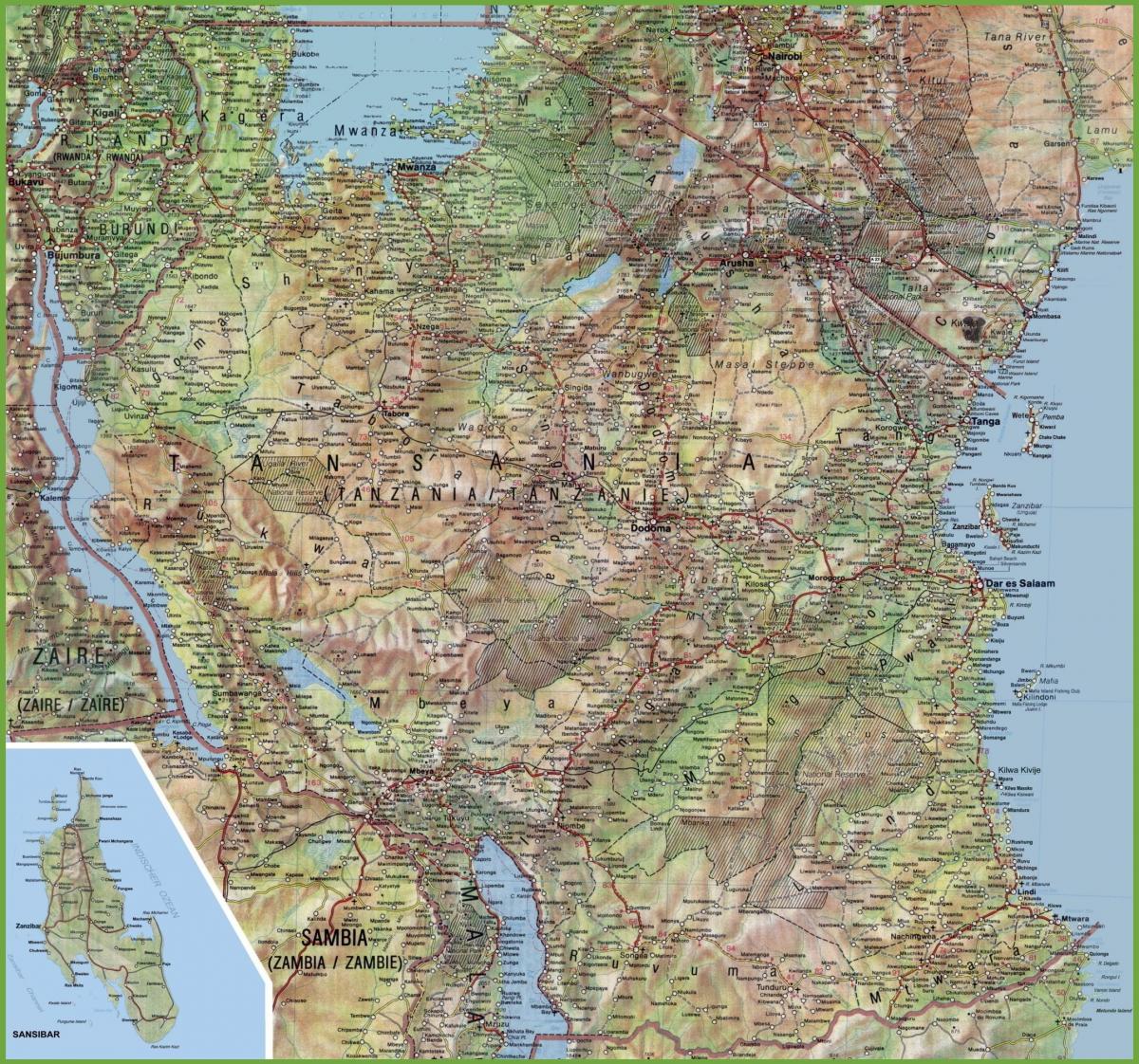 Karta detaljne Tanzaniji