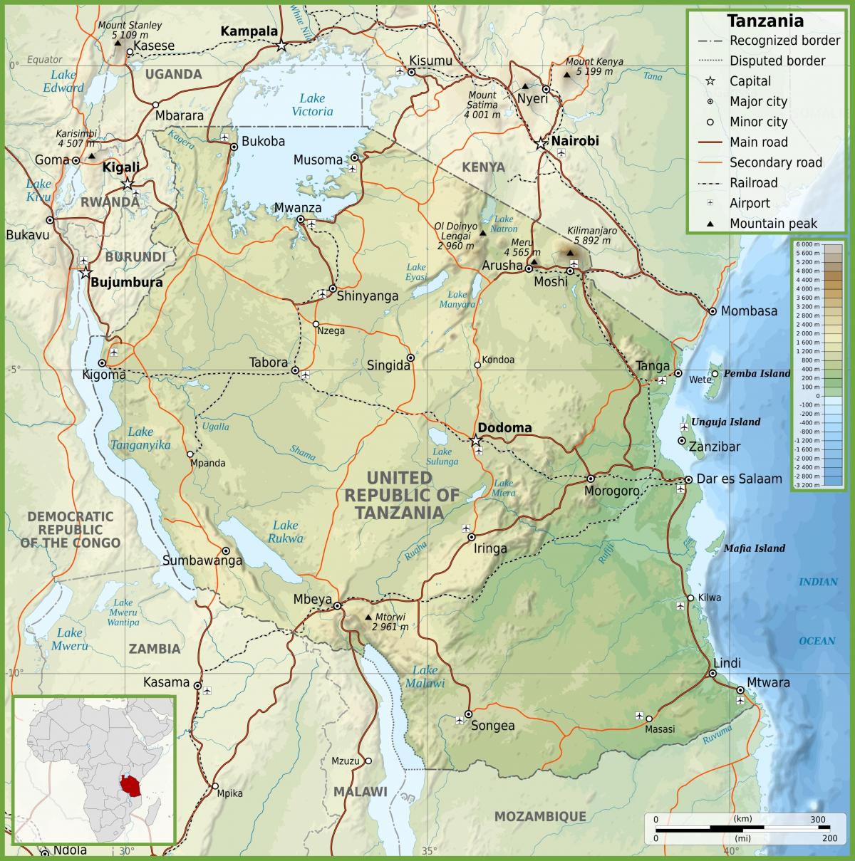 Putokaz Tanzaniji kilometara