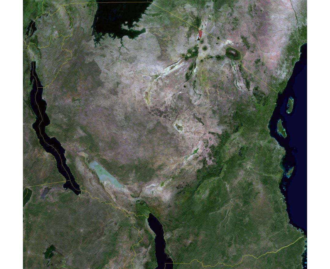 Karta satelitska Tanzaniji