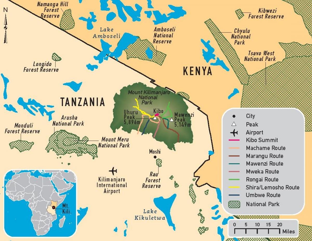 Karta Tanzanija Kilimanjaro