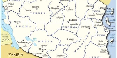 Karta Tanzaniji područje
