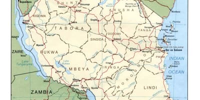 Karta povijesnih mjesta u Tanzaniji