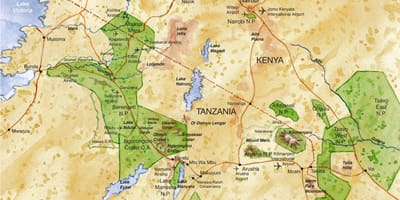Karta Sjeverne Tanzanije