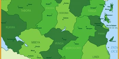 Karta Tanzaniji vegetacije
