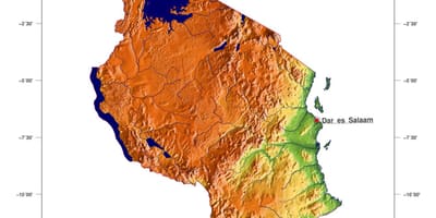 Karta reljefa Tanzaniji 