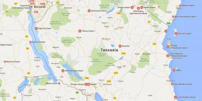 Karta zračne luke Tanzaniji 